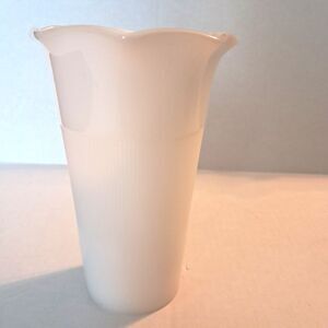 Hazel Atlas Milk Glass Vase 7” Vintage Planter Ribbed Fluted Rim MCM